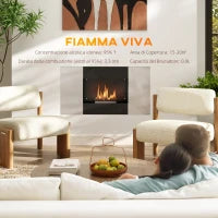 Camino a Bioetanolo 0.9L da Parete in Acciaio Inox, 100x15x54 cm, Nero e Argento