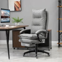 Sedia da Ufficio Imbottita con 6 Punti Massaggianti, Altezza Regolabile e Rotelle, 70x62x120-130 cm, Grigio