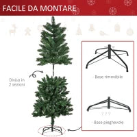 Albero di Natale 150cm Artificiale Pieghevole con Base Rimovibile, 454 Rami, in PVC e Acciaio, Verde