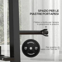 Rastrelliera per Manubri in Acciaio con 4 Aste Regolabili per Pesi e Kettlebell, 131x75x80 cm, Nero