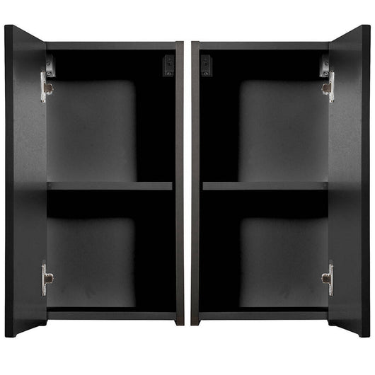 Armadietto Pensile da Bagno NEWPORT con Anta Reversibile 57x30x19 cm Nero [en.casa]