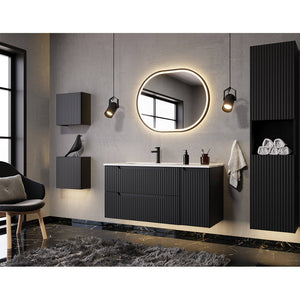 Armadietto Pensile da Bagno NEWPORT con Anta Reversibile 30x30x19 cm Nero [en.casa]