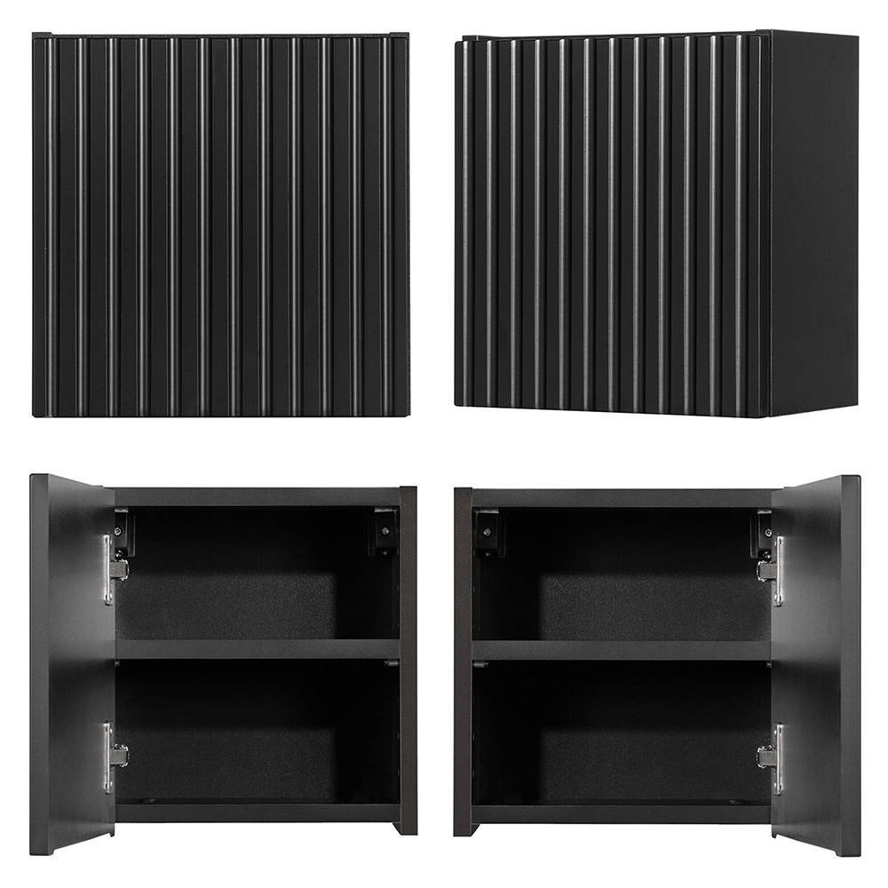 Armadietto Pensile da Bagno NEWPORT con Anta Reversibile 30x30x19 cm Nero [en.casa]