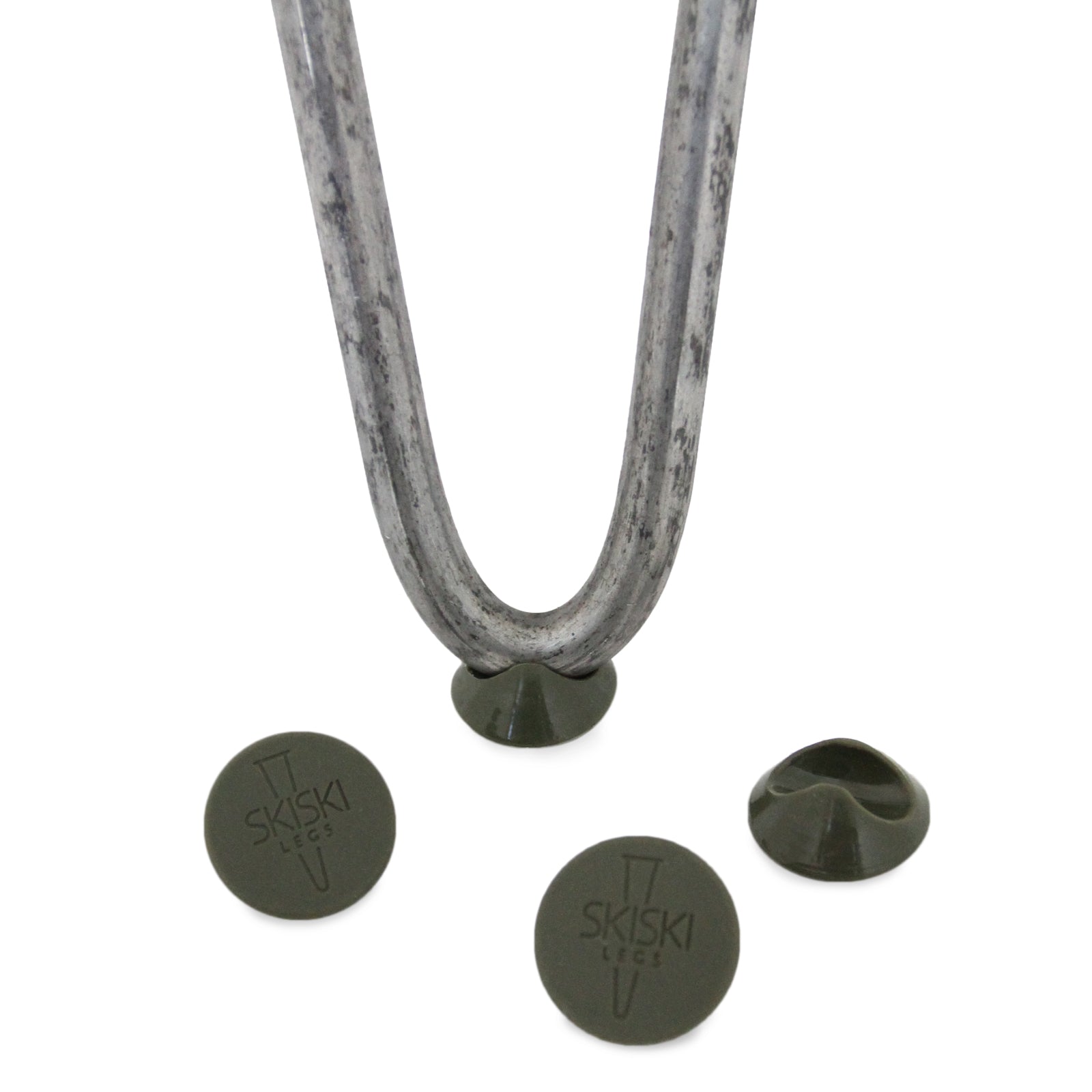 4 Gambe per Tavolo a Forcina SkiSki Legs 35,5cm Acciaio Naturale 2 Rebbi 10mm