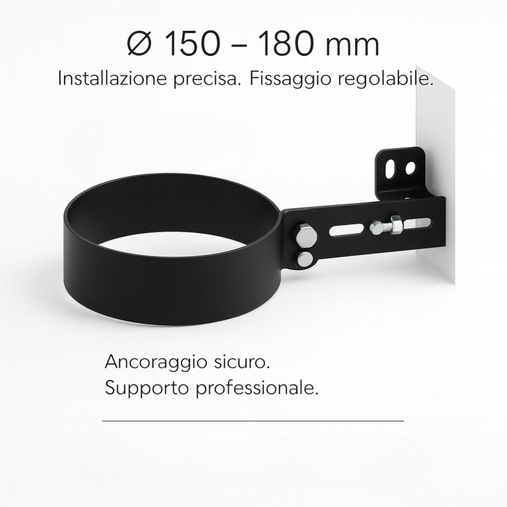 Collare registrabile arredo viteria prolunghe canale fumo muro stufa pellet *** misura Ø 150 mm, confezione 1