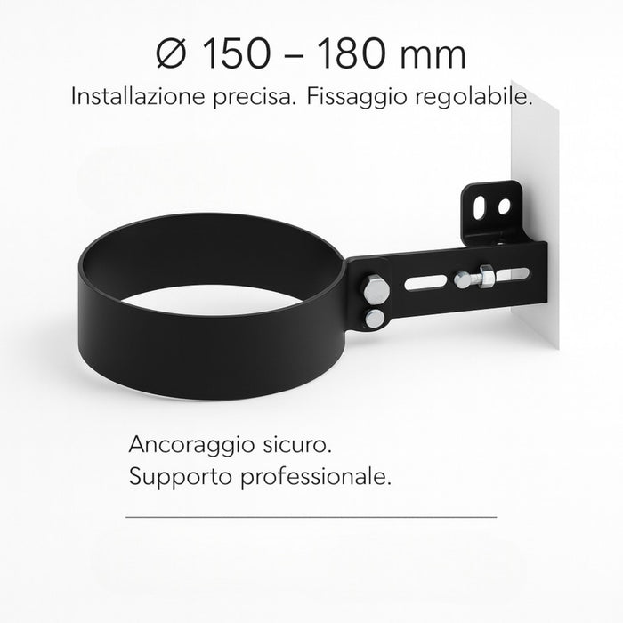 Collare registrabile arredo viteria prolunghe canale fumo muro stufa pellet *** misura Ø 150 mm, confezione 1
