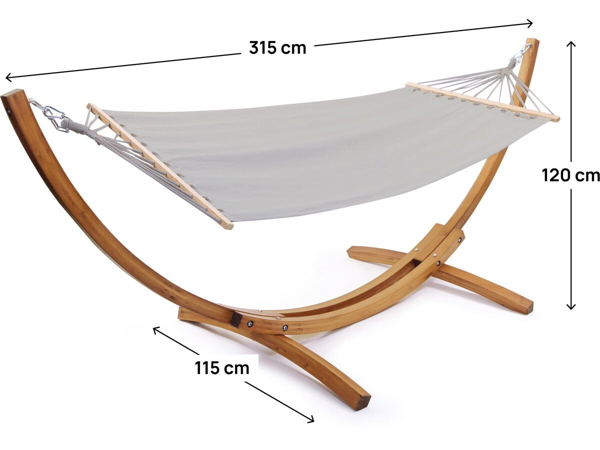 Amaca in legno con tela di cotone "Dallas" - 3 m - Grigio