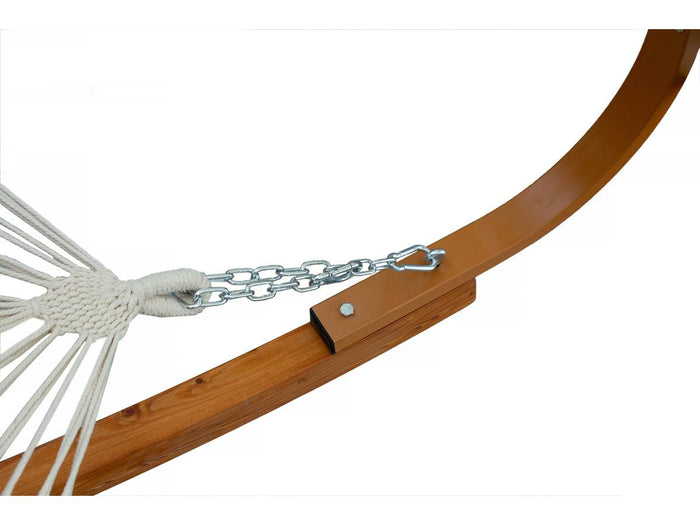 Amaca di legno "Dallas XL" - Con tela di cotone e tenda da sole - Ecru