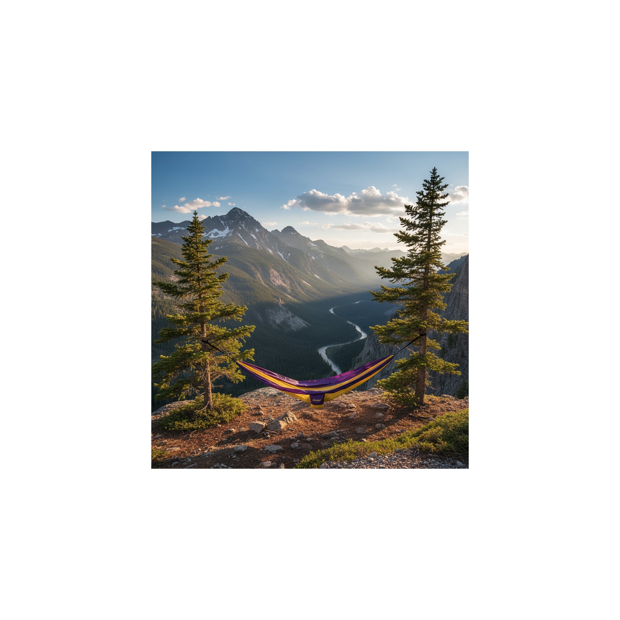 Amaca da campeggio in tela a 1 posto - O'Camp - Giallo e viola - Dimensioni 270 x 130 cm