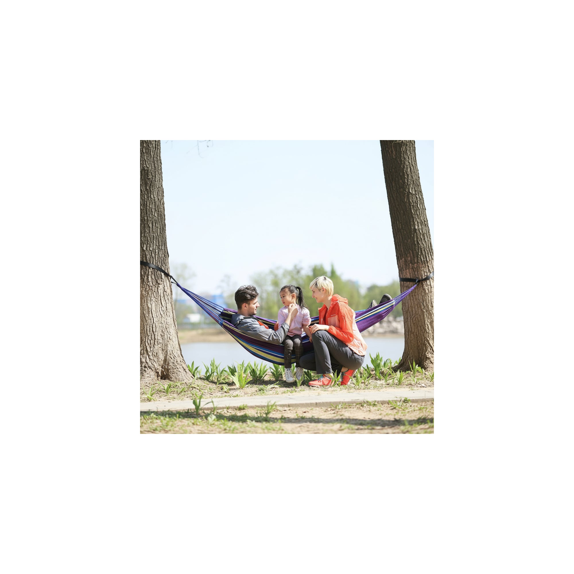 Amaca da campeggio in tela a 1 posto - O'Camp - Giallo e viola - Dimensioni 270 x 130 cm