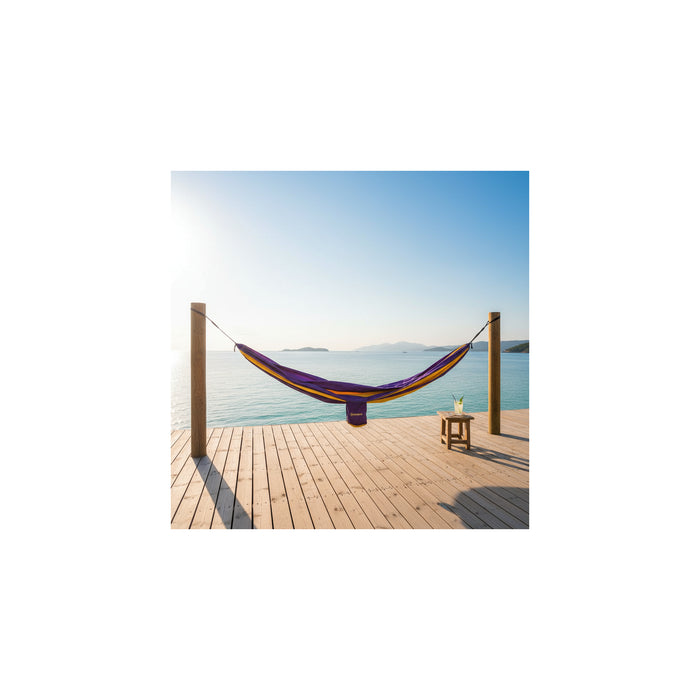 Amaca da campeggio in tela a 1 posto - O'Camp - Giallo e viola - Dimensioni 270 x 130 cm