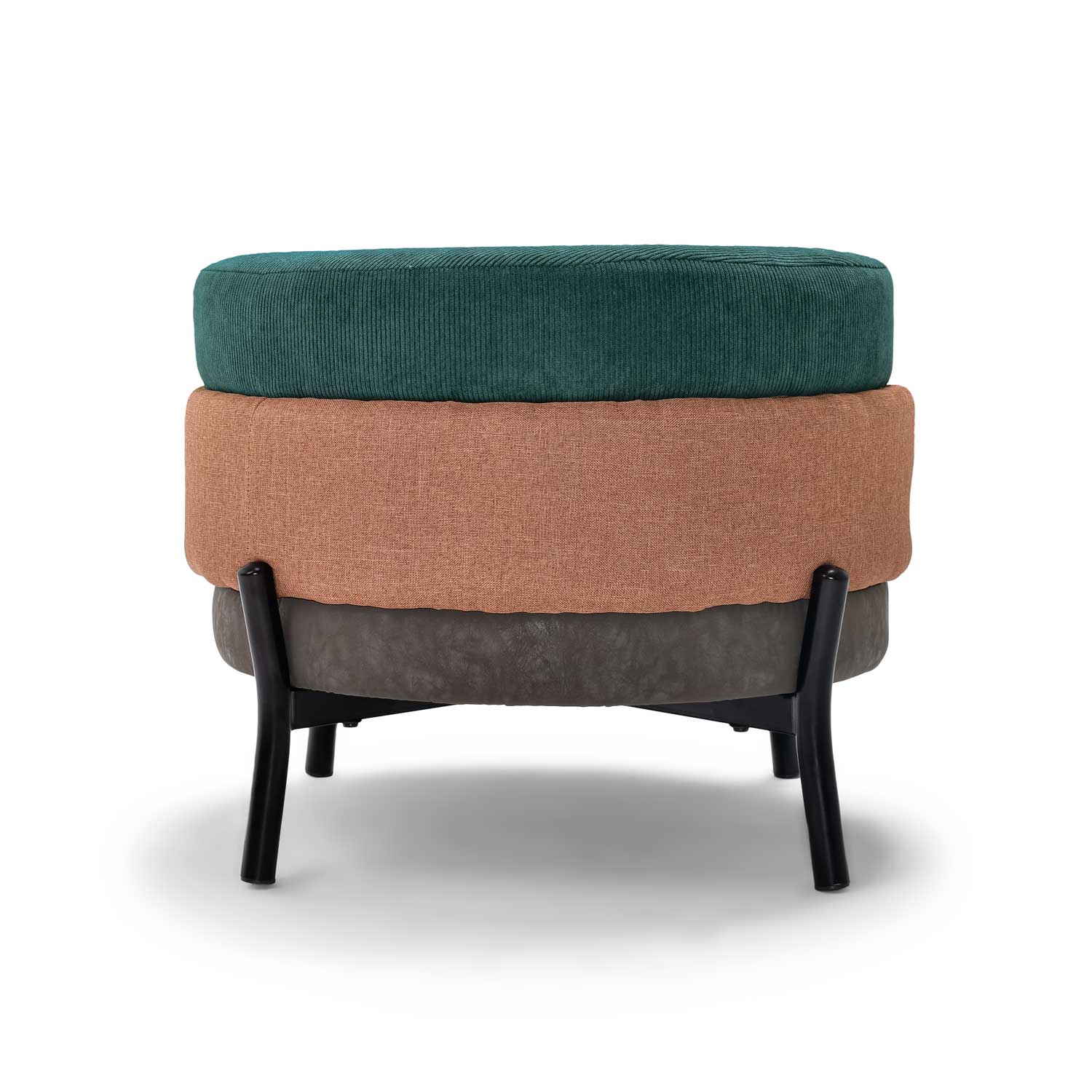 HAMBURG - Pouf rotondo a 3 stati in PU/velluto/tessuto rosa