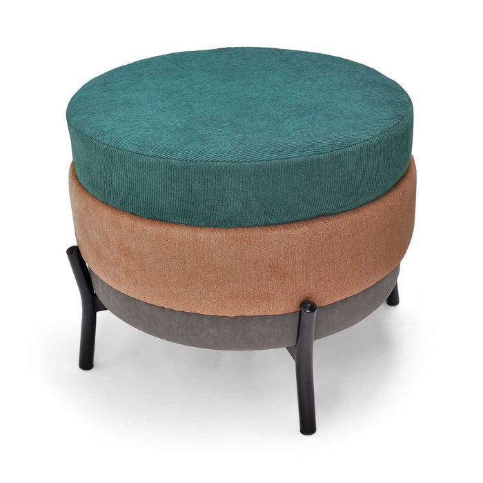 HAMBURG - Pouf rotondo a 3 stati in PU/velluto/tessuto rosa