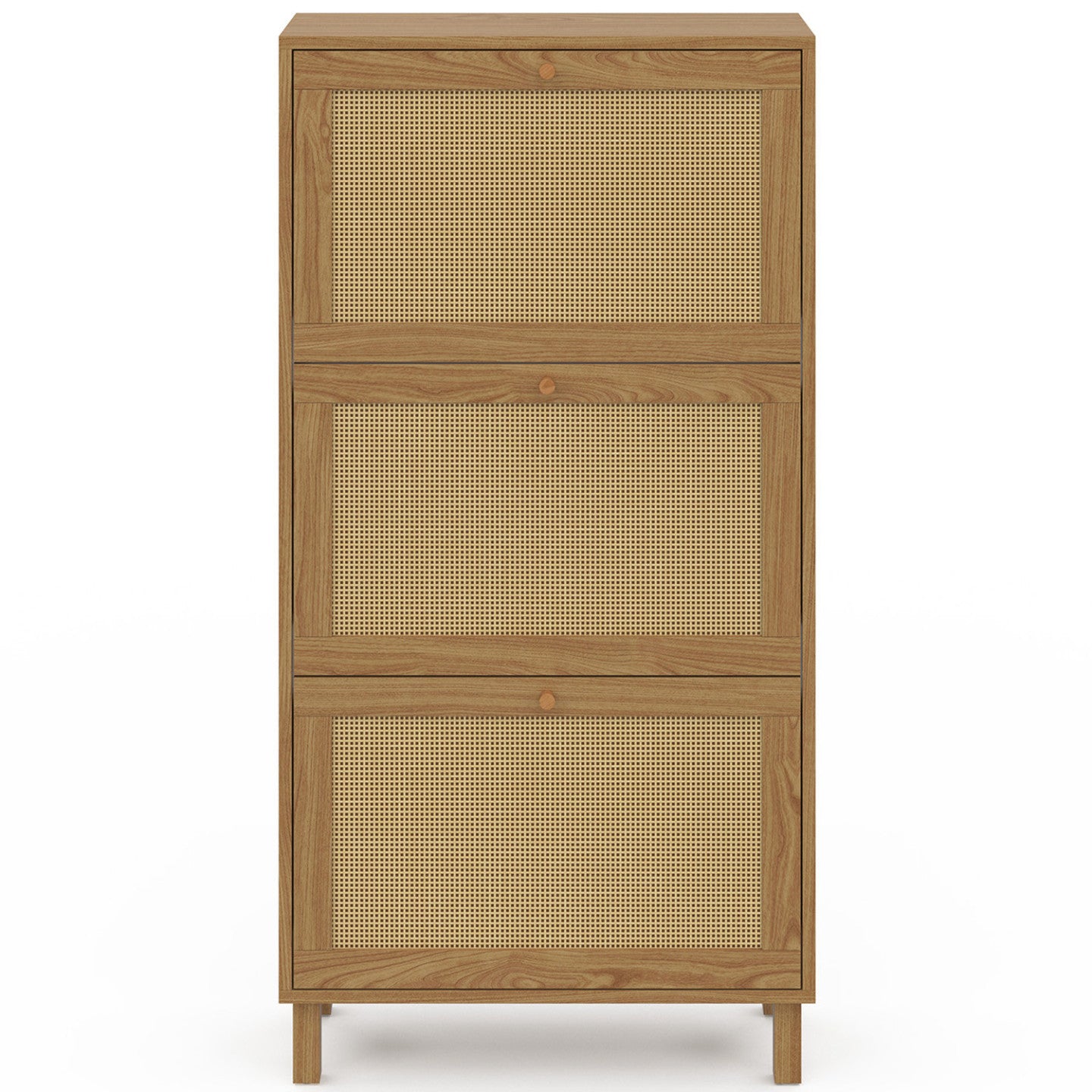 IDMarket - HANAE Mueble zapatero vintage de 3 puertas, efecto caña natural