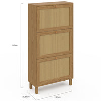 IDMarket - HANAE Mueble zapatero vintage de 3 puertas, efecto caña natural