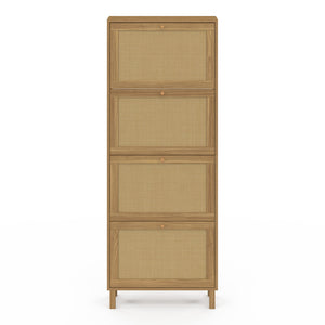 IDMarket - HANAE Scarpiera vintage da 24 pezzi con 4 ante in canna effetto naturale