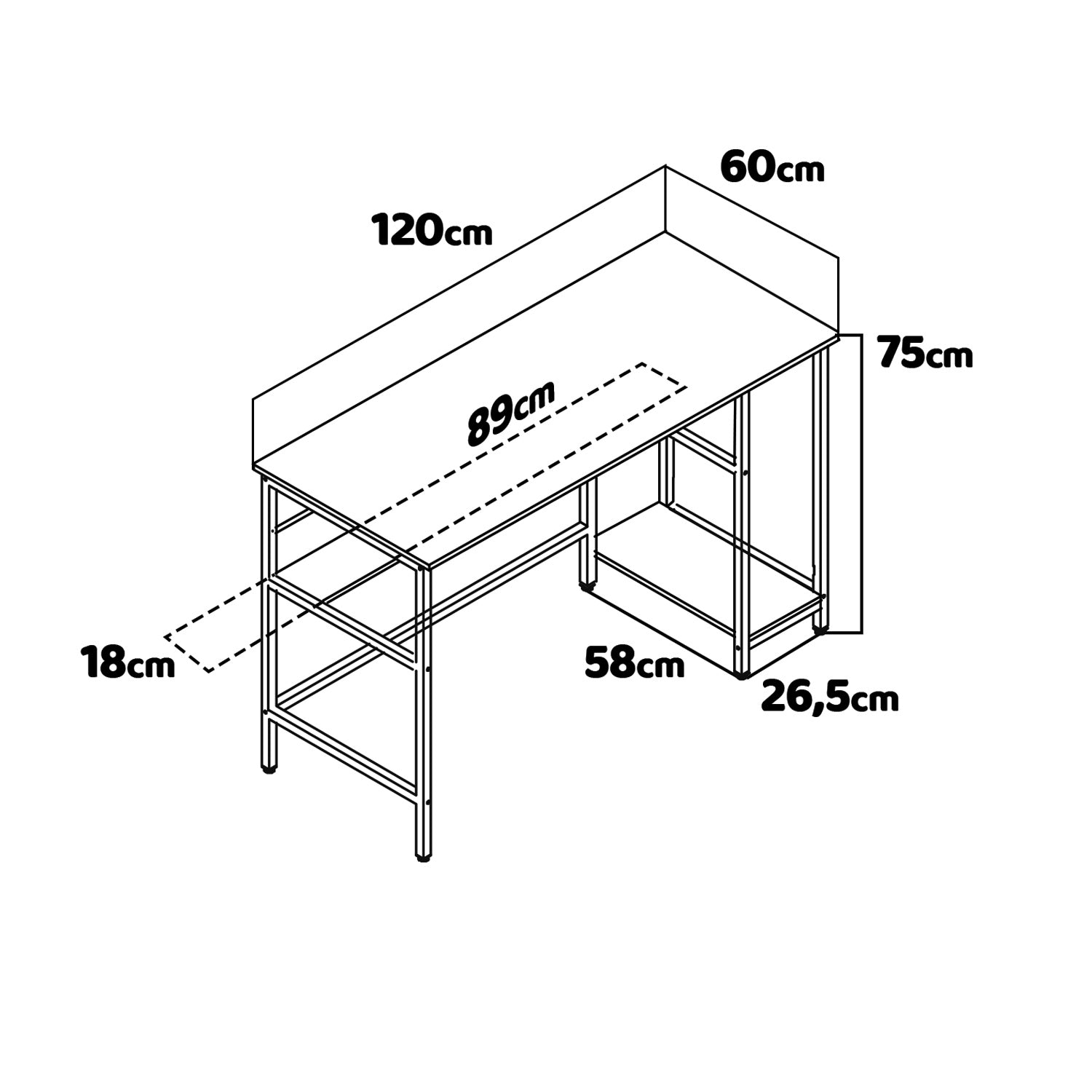 Hanami - Scrivania in stile industriale, scrivania per computer, 120x60xH75 cm
