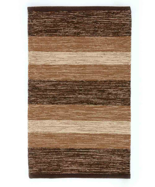 Tappeto HAPPY MARRONE disegno a righe 100% cotone annodati a mano, passatoia stuoia cucina multiuso lavabile cm.55x180