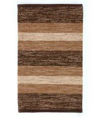 Tappeto HAPPY MARRONE disegno a righe 100% cotone annodati a mano, passatoia stuoia cucina multiuso lavabile cm.55x230