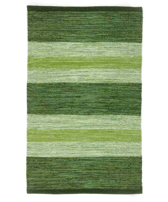 Tappeto HAPPY VERDE disegno a righe 100% cotone annodati a mano, passatoia stuoia cucina multiuso lavabile cm.55x280