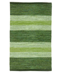 Tappeto HAPPY VERDE disegno a righe 100% cotone annodati a mano, passatoia stuoia cucina multiuso lavabile cm.55x230