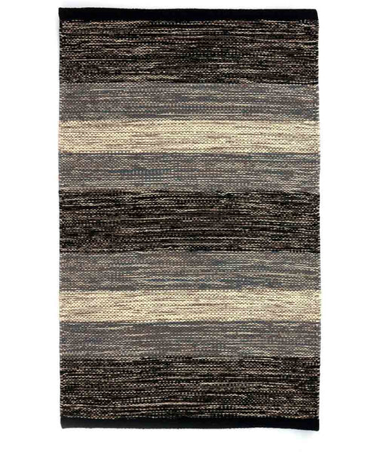 Tappeto HAPPY GRIGIO disegno a righe 100% cotone annodati a mano, passatoia stuoia cucina multiuso lavabile cm.55x280