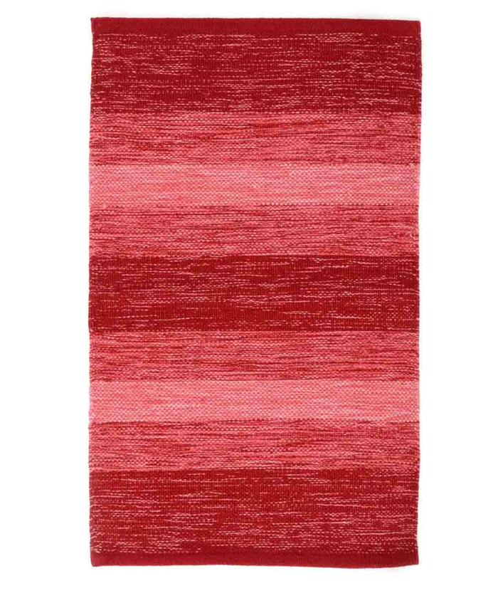 Tappeto HAPPY ROSSO disegno a righe 100% cotone annodati a mano, passatoia stuoia cucina multiuso lavabile cm.55x140