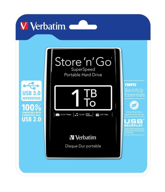 Hard Disk Esterno 1tb Verbatim 2,5" Autoalimentato Usb 3.0 1000gb Store' N ' Go         