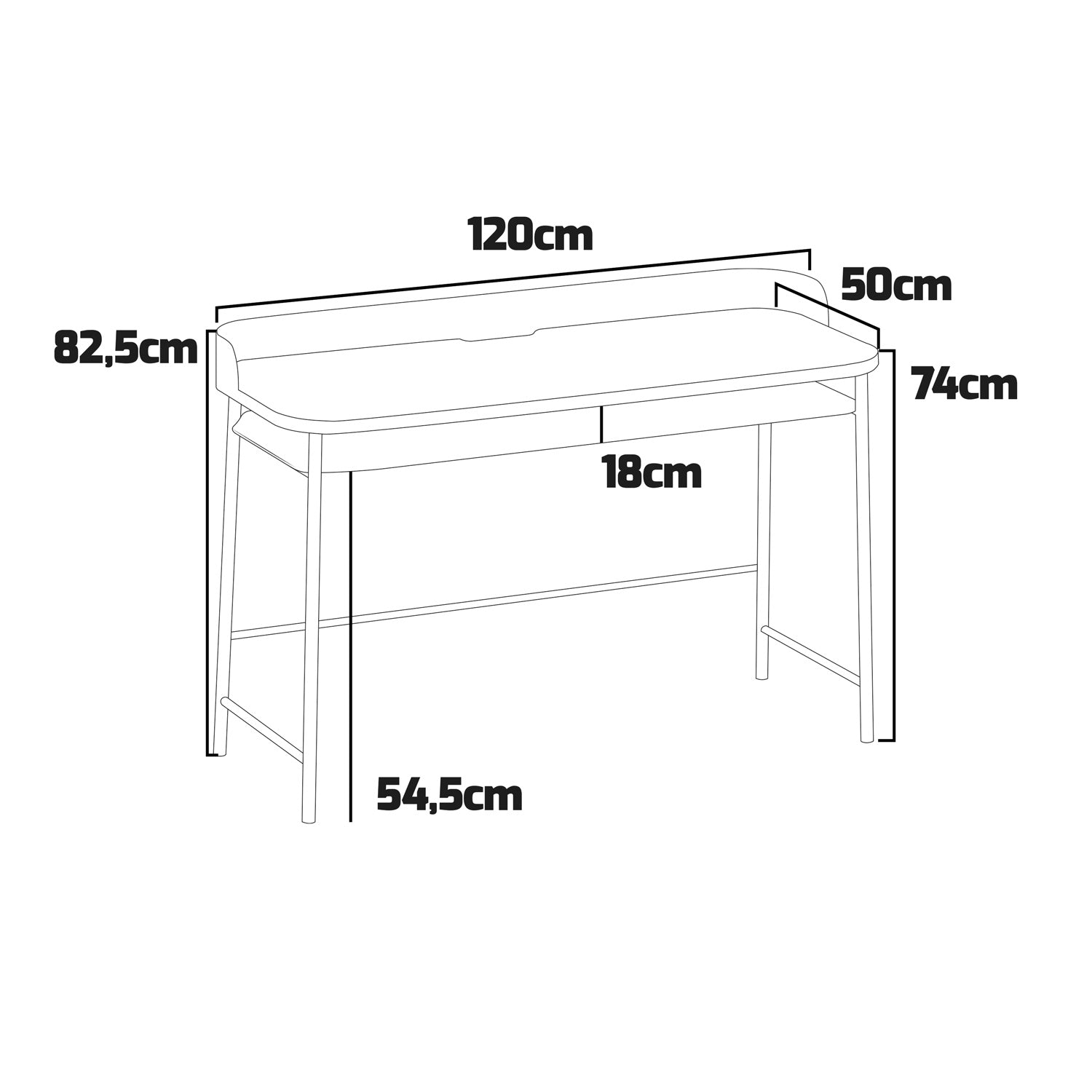 Hariyang - Scrivania in metallo con ripiano in legno 120x50 cm dotata di 2 prese shuko e 2 porte USB