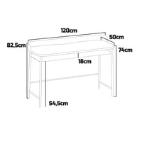 Hariyang - Scrivania in metallo con ripiano in legno 120x50 cm dotata di 2 prese shuko e 2 porte USB