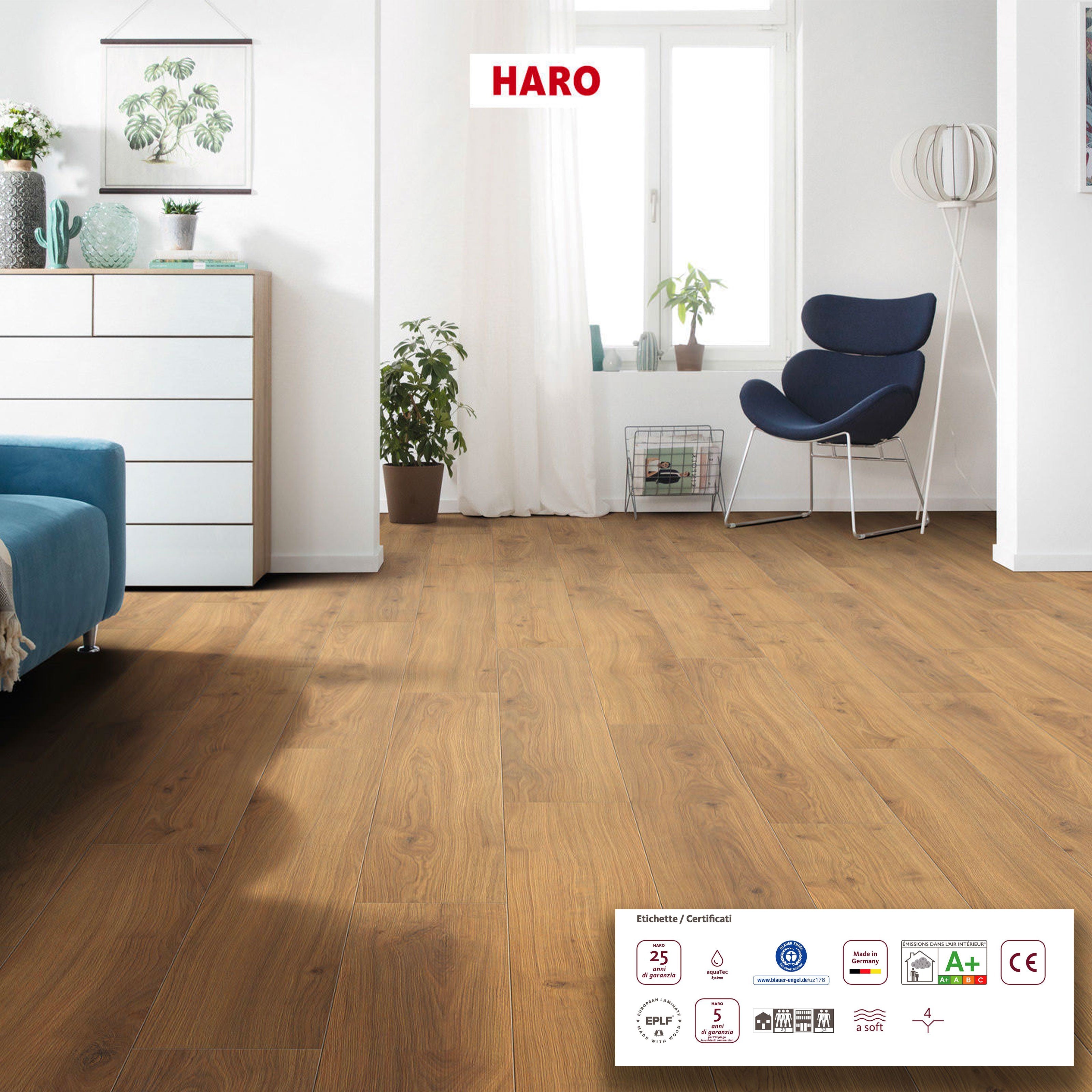 18.99mq ***PROMO*** bancali da 102,96mq di LAMINATO HARO Tritty 100 (fascia altissima) 8x193x1282 AC4 ROVERE EMILIA HONIG