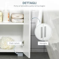 kleankin Mobile Bagno Moderno con 2 Ante, 2 Ripiani Regolabili e Maniglie Argentate, 60x30x80 cm, Bianco