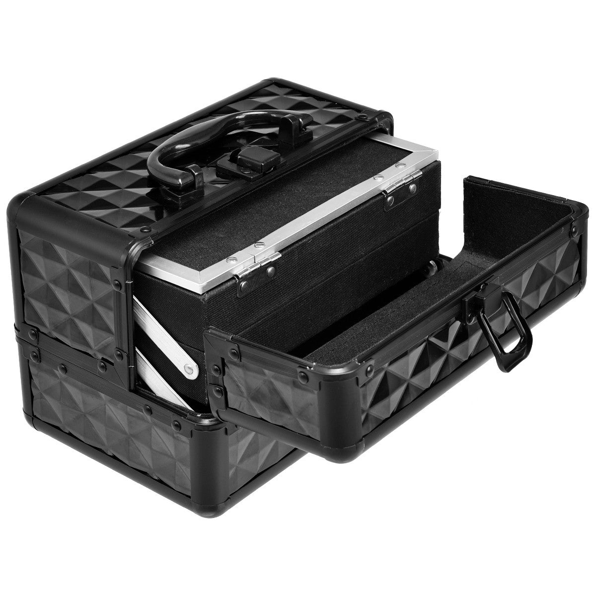 Valigetta per il trucco valigia per il trucco scatola per il trucco 23 x 15 x 15 cm custodia per cosmetici nera 20_0000780