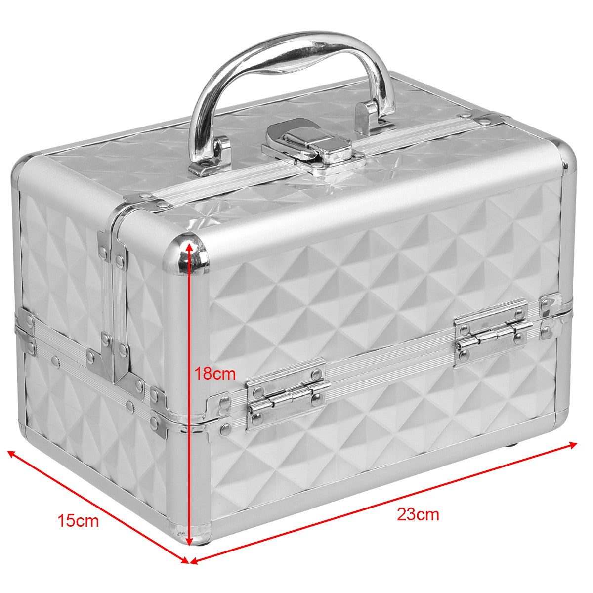 Valigetta per il trucco valigia per il trucco scatola per il trucco 23 x 15 x 15 cm custodia per cosmetici argento 20_0000779