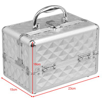Valigetta per il trucco valigia per il trucco scatola per il trucco 23 x 15 x 15 cm custodia per cosmetici argento 20_0000779