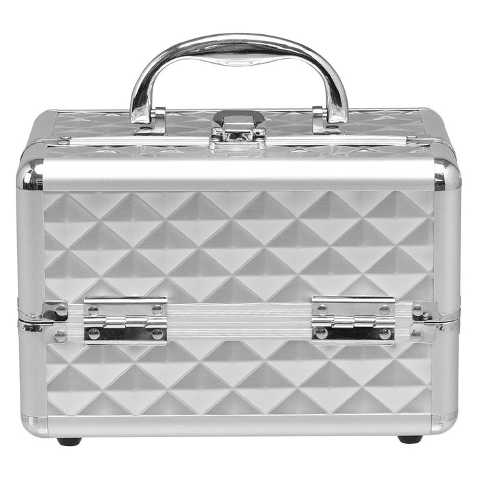 Valigetta per il trucco valigia per il trucco scatola per il trucco 23 x 15 x 15 cm custodia per cosmetici argento 20_0000779