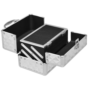 Valigetta per il trucco valigia per il trucco scatola per il trucco 23 x 15 x 15 cm custodia per cosmetici argento 20_0000779