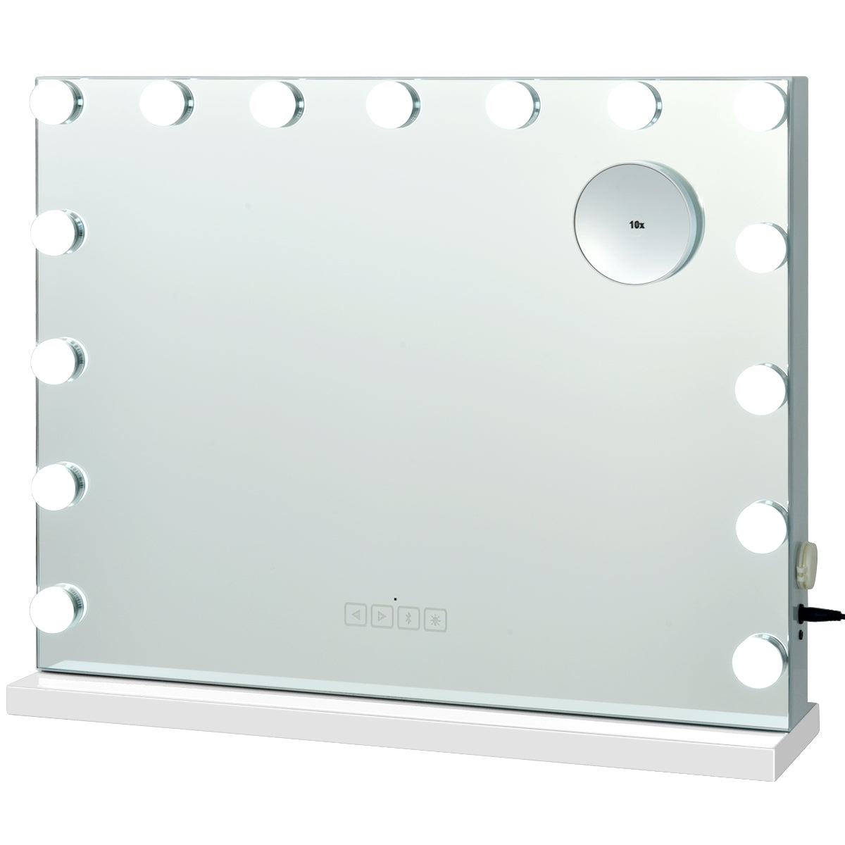 Specchio per trucco con 15 luci LED porta USB, Specchio illuminato con controllo touch 48x58cm-Specchi per il trucco