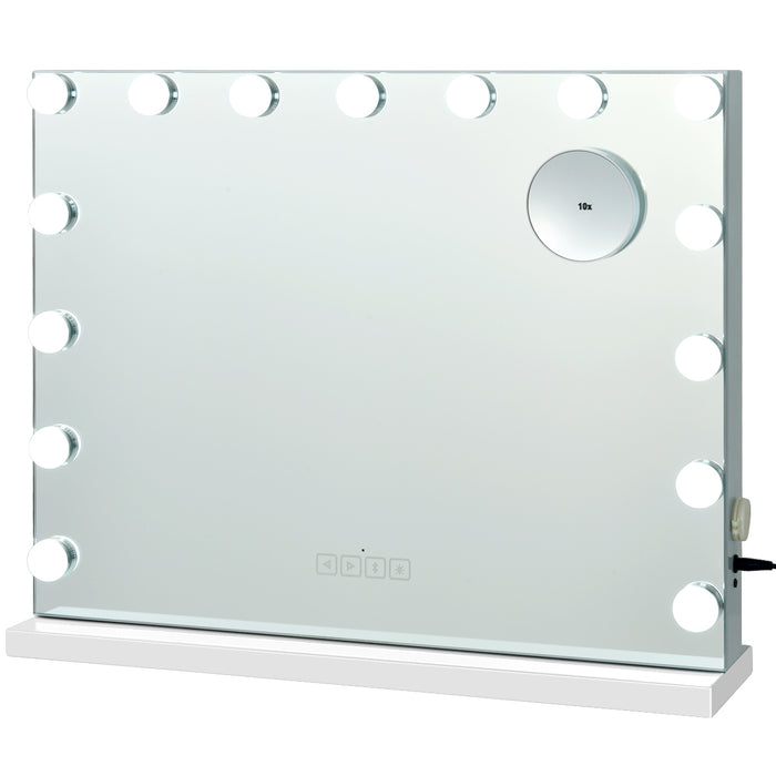 Specchio per trucco con 15 luci LED porta USB, Specchio illuminato con controllo touch 48x58cm-Specchi per il trucco