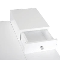Camerino Design Scandinavo Tavola Da Trucco Multi-rangements Miroir Pieghevole 60L x 50l x 86H cm Pino E MDF Bianco