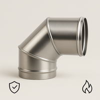 Curva in acciaio inox assemblaggio canna fumaria diametro 250 mm deviazioni 90°