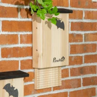 Set di 3 Casette per Pipistrelli in Legno di Abete per Esterni, 25x6x37.5 cm, Legno Naturale