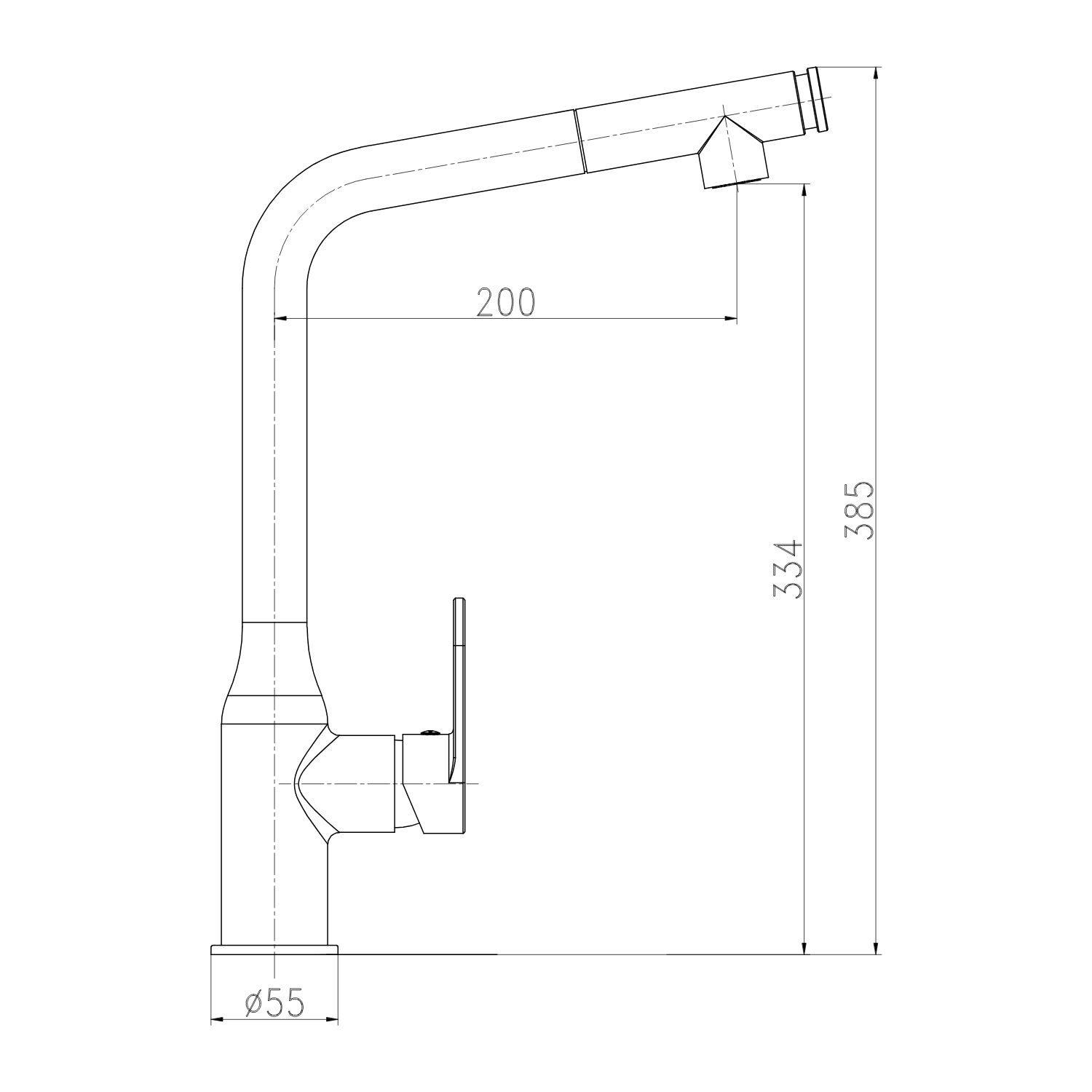 Miscelatore lavello cucina damasco con doccetta estraibile canna orientabile *** finitura- nero opaco, confezione 1