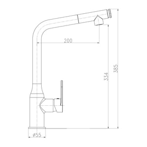 Miscelatore lavello cucina damasco con doccetta estraibile canna orientabile *** finitura- nero opaco, confezione 1