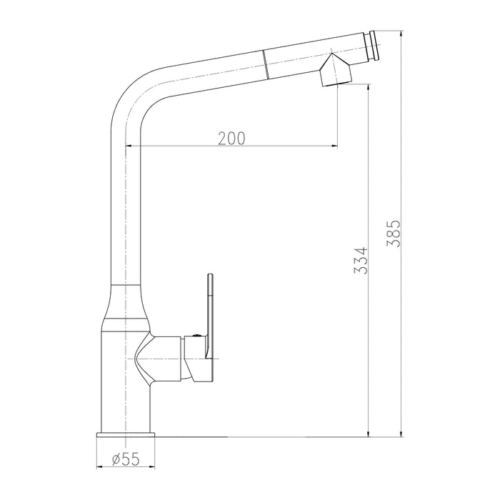 Miscelatore lavello cucina damasco con doccetta estraibile canna orientabile *** finitura- nero opaco, confezione 1