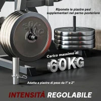 Calf Machine con Schienale e Cuscinetti Regolabili, in Acciaio, Plastica ed EVA, 100x90x105 cm, Grigio e Nero