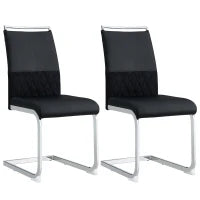 Set di 2 Sedie moderne per sala da pranzo, con schienale alto, in PU e tessuto, per Cucina e ufficio, Nero