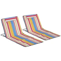 Set 2 Sdraio da Spiaggia Pieghevoli con Schienale Regolabile e Poggiatesta, 53x124x35-45 cm, Multicolore