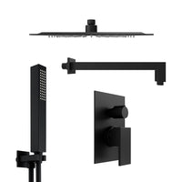 Set doccia nero opaco - Miscelatore incasso 2 vie Hedy, braccio 35cm, soffione slim 30x30cm e doccino