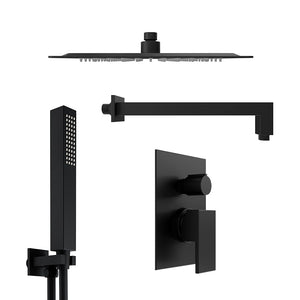 Set doccia nero opaco - Miscelatore incasso 2 vie Hedy, braccio 35cm, soffione slim 30x30cm e doccino